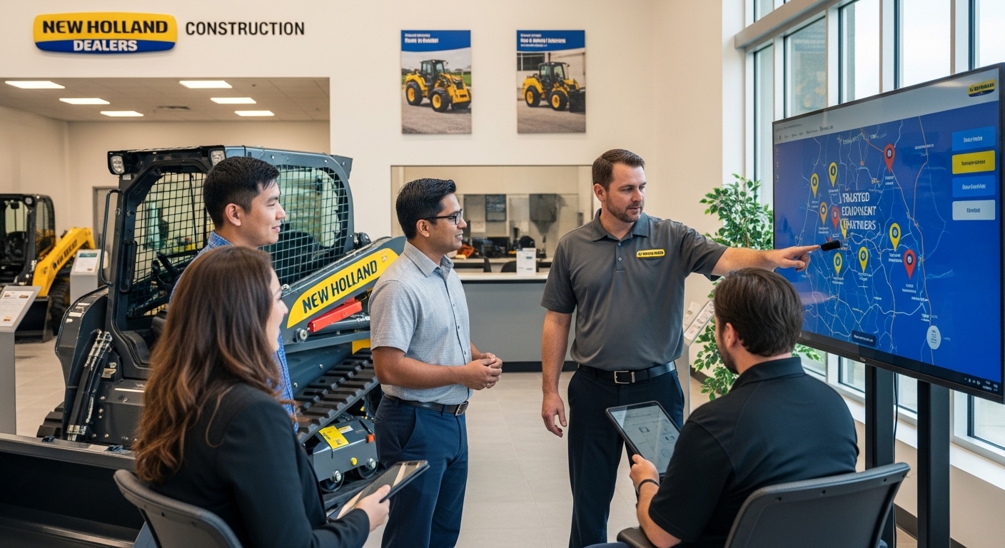 New Holland Construction dealers offering heavy equipment, excavators, and construction machinery with professional support